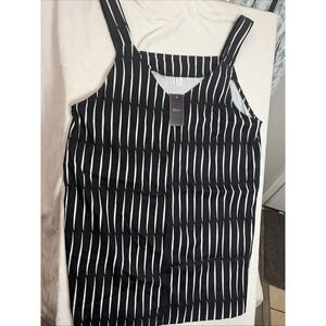 Milumia Women's NWT V-Neck Sleeveless Black and White Striped Dress XXL
